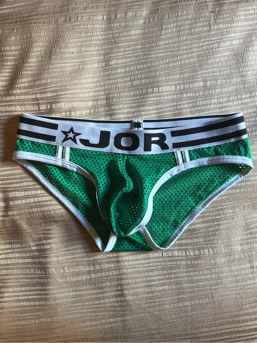 JOR Green Mesh Brief with White Contrast Waistband